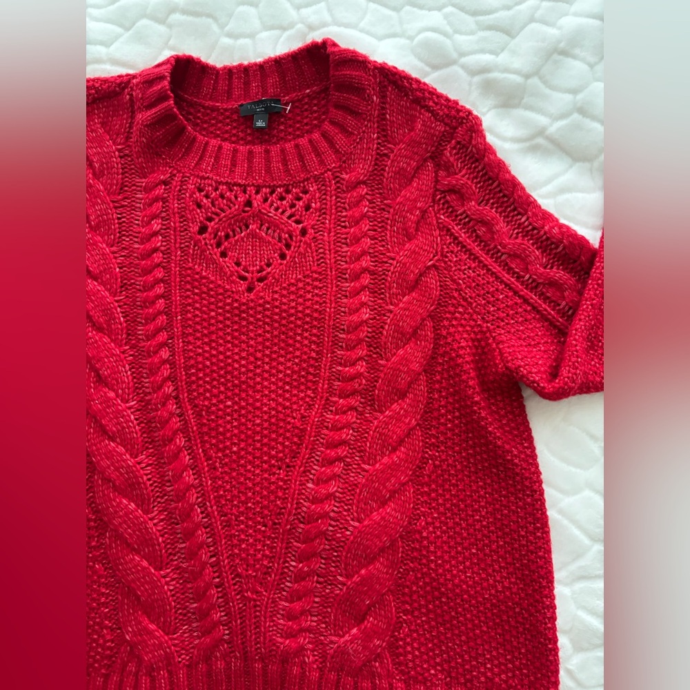 SOLD🚫Lands End NWOT Red Cable Knit Sweater - Picture 3 of 11